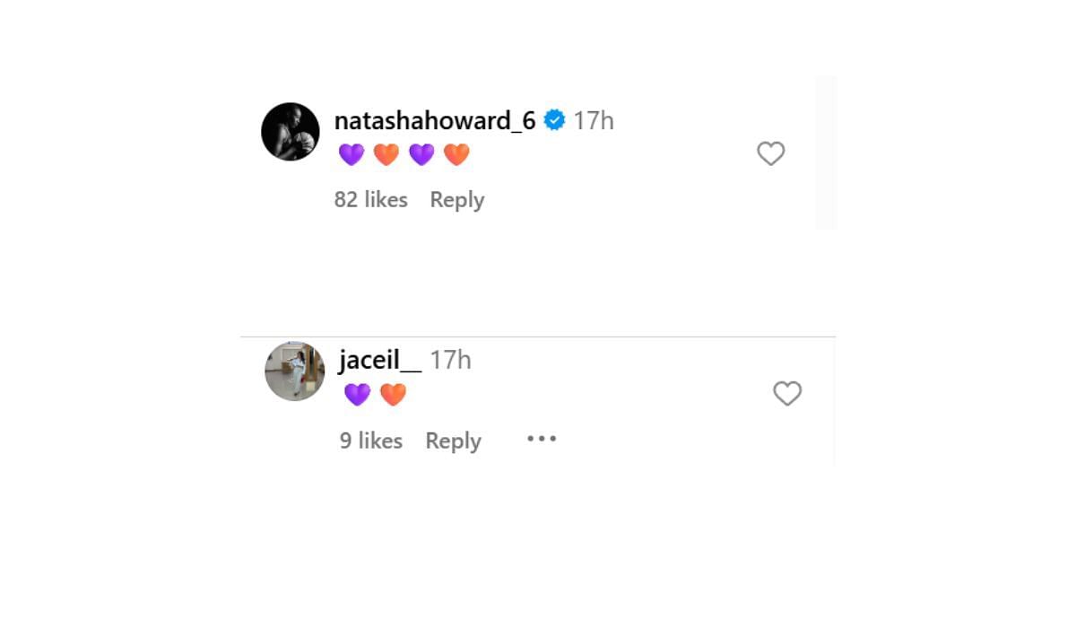 Natasha Howard and her wife react to DeWanna Bonner's post (Source: @dewannabonner/Instagram)